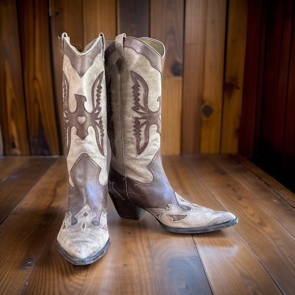 Reba by Justin Shoes - Reba Cowgirl Boots two tone brown size 9M